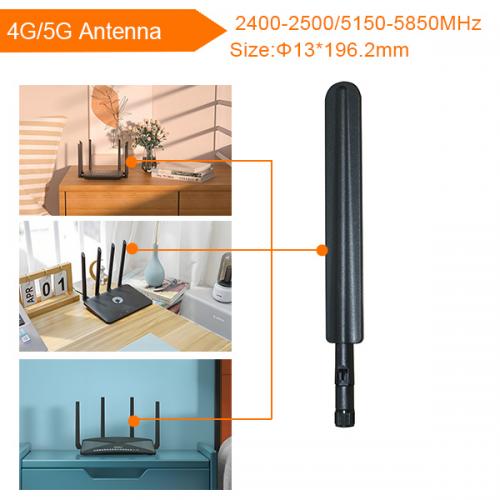 High efficiency 2.4G 5.8G Dual band rubber wifi antenna